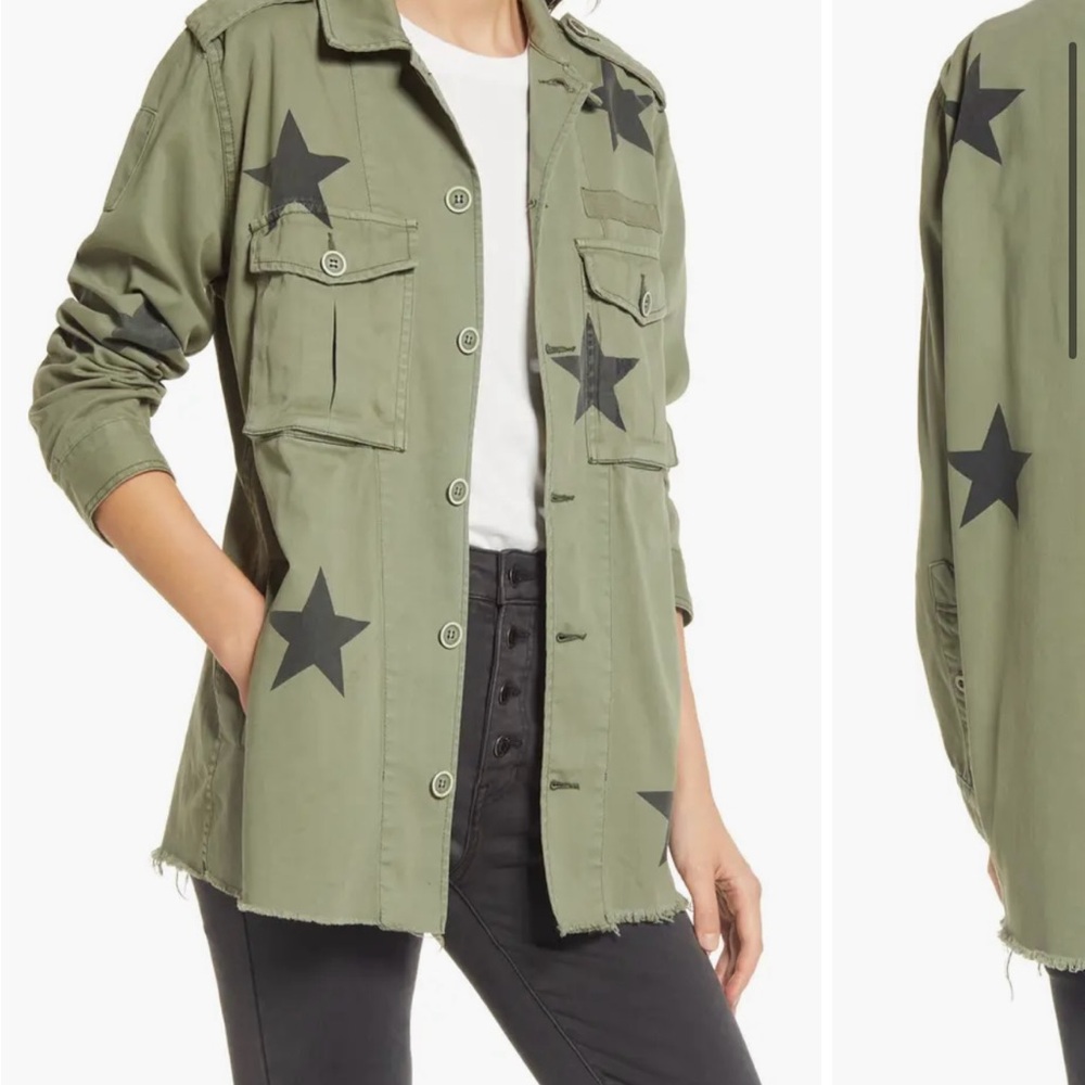 Pistola Green and Black Utility Jacket with Star Accents